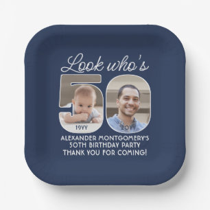 DIY Colours • Look Who's 50 Birthday Party 2 Photo Paper Plate