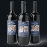 DIY Colours • Look Who's 50 Birthday Party 2 Photo Wine Label<br><div class="desc">Look who's 50! Add an elegant touch to 50th birthday party decorations for him or her with custom photo wine bottle labels. The pictures and wording on this template are simple to personalize. The navy blue and white colours for the background, text and number outlines can all be customized by...</div>