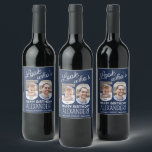 DIY Colours • Look Who's 50 Birthday Party 2 Photo Wine Label<br><div class="desc">Look who's 50! Add an elegant touch to 50th birthday party decorations for him or her with custom photo wine bottle labels. The pictures and wording on this template are simple to personalize. The navy blue and white colours for the background, text and number outlines can all be customized by...</div>
