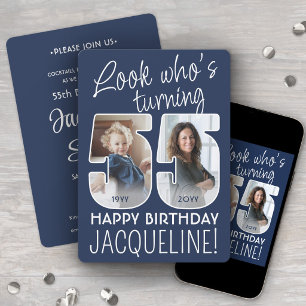 DIY Colours • Look Who's 55 Birthday Party 2 Photo Invitation