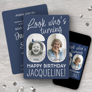 DIY Colours • Look Who's 60 Birthday Party 2 Photo Invitation