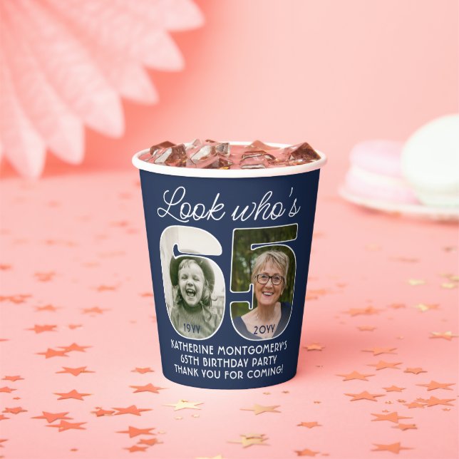 DIY Colours • Look Who's 65 Birthday Party 2 Photo Paper Cups (Insitu)