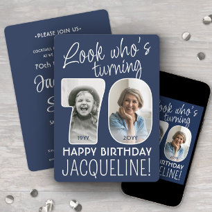 DIY Colours • Look Who's 70 Birthday Party 2 Photo Invitation