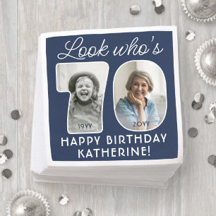 DIY Colours • Look Who's 70 Birthday Party 2 Photo Napkin