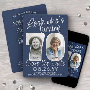 DIY Colours • Look Who's 70 Birthday Party 2 Photo Save The Date