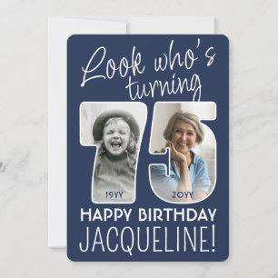 DIY Colours • Look Who's 75 Birthday Party 2 Photo Invitation