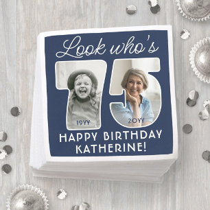 DIY Colours • Look Who's 75 Birthday Party 2 Photo Napkin