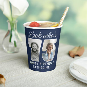 DIY Colours • Look Who's 75 Birthday Party 4 Photo Paper Cups
