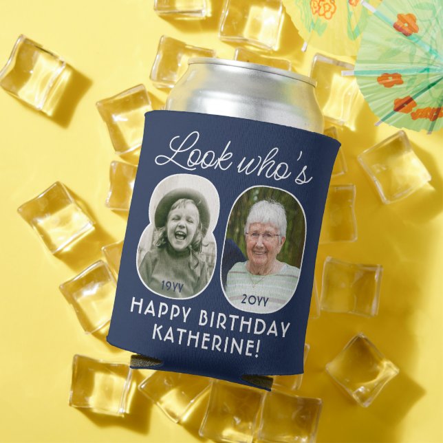 DIY Colours • Look Who's 80 Birthday Party 2 Photo Can Cooler (In Situ Summer)