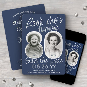 DIY Colours • Look Who's 80 Birthday Party 2 Photo Save The Date