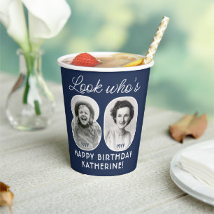 DIY Colours • Look Who's 80 Birthday Party 4 Photo Paper Cups