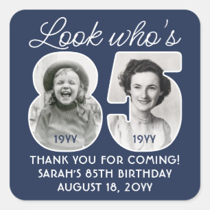 DIY Colours • Look Who's 85 Birthday Party 2 Photo Square Sticker