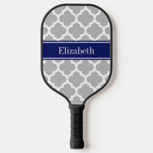 DIY Colours Moroccan Grey Blue White Ribbon BG S  Pickleball Paddle