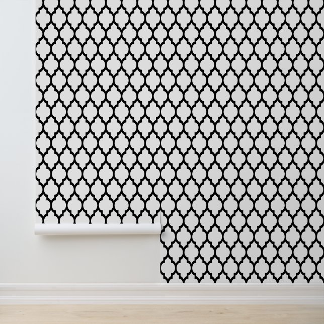 DIY Colours Moroccan Quatrefoil #4 Black White Wallpaper (Application)