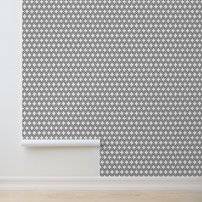 DIY Colours Moroccan Quatrefoil #4DS SM Black Whit Wallpaper (Application)