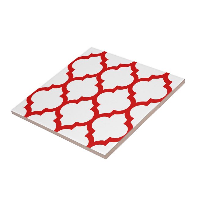 DIY Colours Moroccan Quatrefoil Pattern #5 LG Red  Tile (Side)
