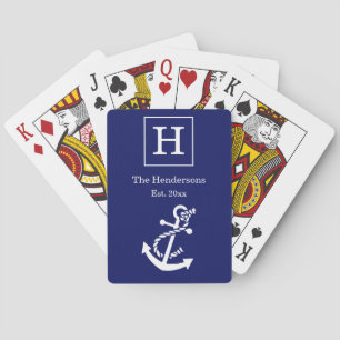 DIY Colours Nautical Anchor Navy White Playing Cards