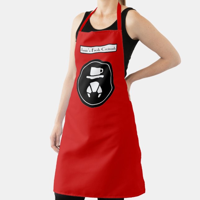 DIY Colour's: Red BG, Black, White Croissant Theme Apron (Insitu)