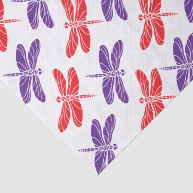 DIY Colours, Red Purple Dragonflies Tissue Paper (Detail)