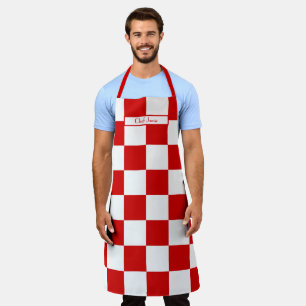 DIY Colours Red White LG Chequered Pattern Apron