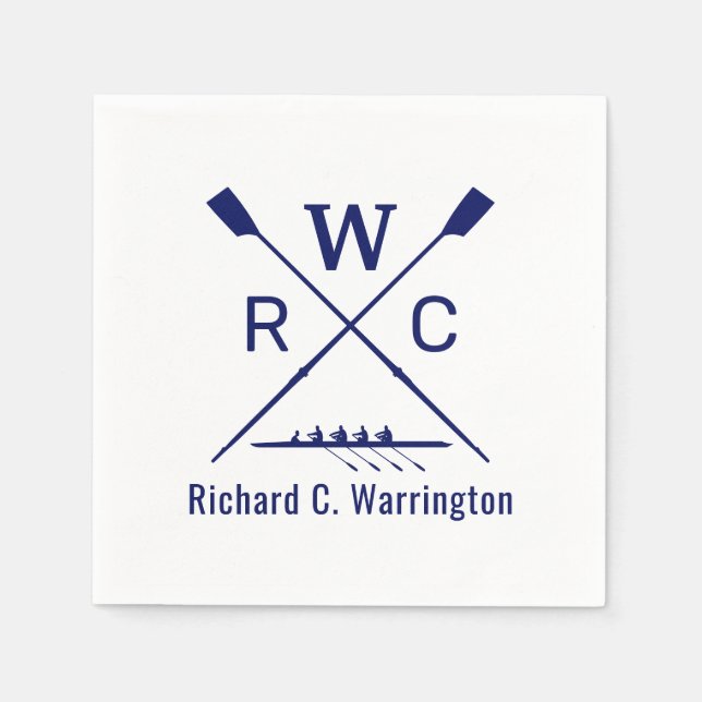 DIY Colours Rowing Crew Blades Oars Boat Name Ini Napkin (Front)