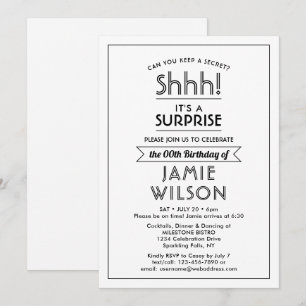 DIY Colours • Shhh! Surprise Birthday Party Modern Invitation