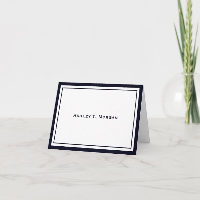 DIY Colours Simplicity Dark Blue Frame Personalize Note Card (Front)
