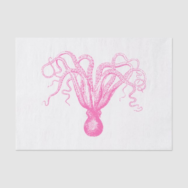 DIY Colours Stylized Octopus Drawing #8 HotPink Tissue Paper (Front)