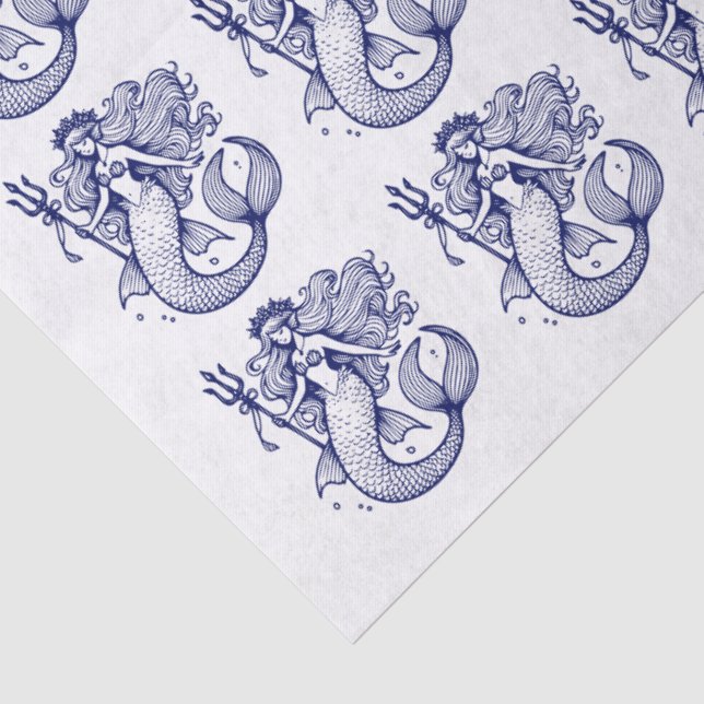 DIY Colours Sultry Mermaid Holding Trident Blue Tissue Paper (Detail)