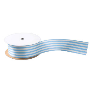 DIY Colours Thin Multi Stripes - Sky Blue White Satin Ribbon