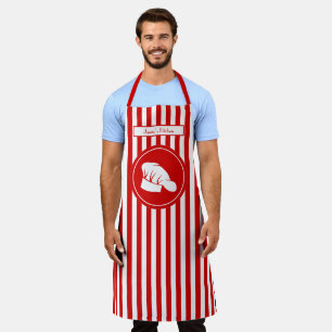 DIY Colours Vertical Stripe Red White Chef Hat Apron