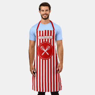 DIY Colours Vertical Stripe Red White Crossed Whis Apron