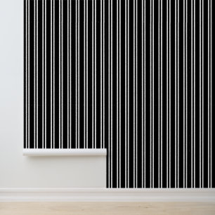 DIY Colours Vertical Uneven Stripes #3 Black White Wallpaper