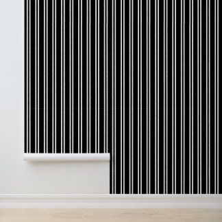 DIY Colours Vertical Uneven Stripes #3 Black White Wallpaper