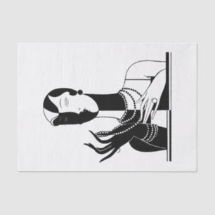 DIY Colours Vintage Art Deco Lady With Pearls Tissue Paper
