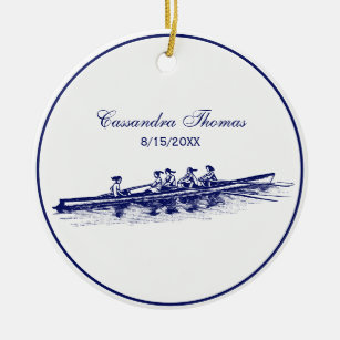 DIY Colours Women Rowing Rowers Crew Team Blue Ceramic Ornament