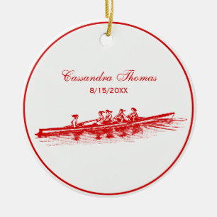 DIY Colours Women Rowing Rowers Crew Team Red Ceramic Ornament