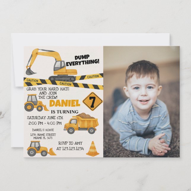 DIY Construction Birthday Invitations (Front)