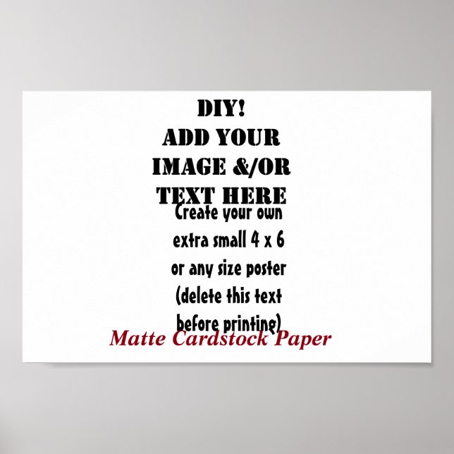 DIY Create Your Own 12 x 8 Matte Cardstock A8 Poster (Front)