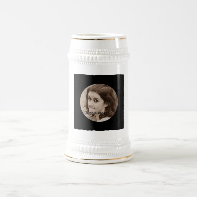 DIY Create Your Own Black Personalized Photo Frame Beer Stein (Center)