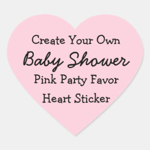 DIY Create Your Own Pink Baby Shower Favour Heart Sticker