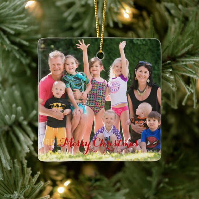 DIY Create Your Own Square Photo Holiday Christmas Ceramic Ornament (Tree)