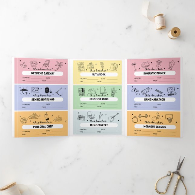 DIY Custom Activity Coupons Trifold Card (Inside)