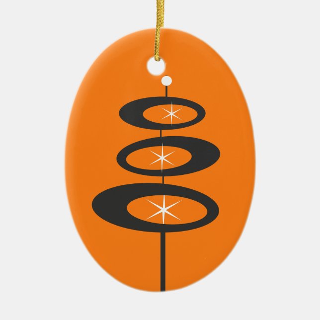 DIY - CUSTOM COLOR - Mid Century Modern Ceramic Ornament (Front)