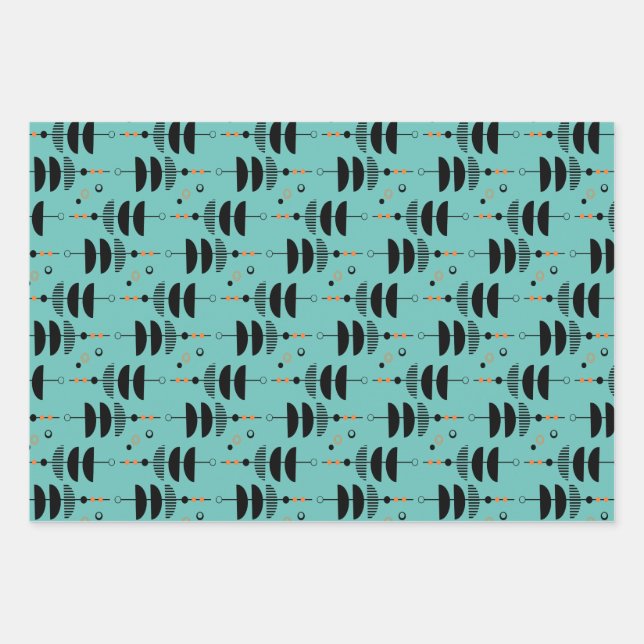 DIY - CUSTOM COLOR - Mid-Century Modern  Wrapping Paper Sheet (Front)