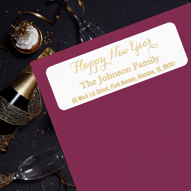 DIY Custom Faux Gold Happy New Year Return Address (DIY Custom Faux Gold Happy New Year Return Address Label)