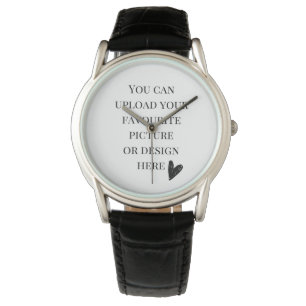 DIY, Custom Men's Crown Protector Black Leather  Watch