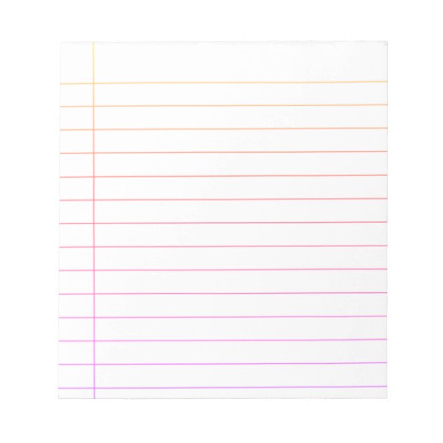 DIY CUSTOM NOTEBOOK PAPER BLOCK, COLOR THIN LINES NOTEPAD (Front)