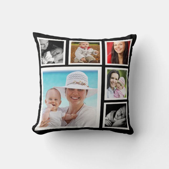 DIY Custom Personalized Photo Template Throw Pillow (Front)