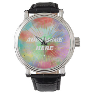 DIY Customized Colourful Summer Watercolor Clouds Watch